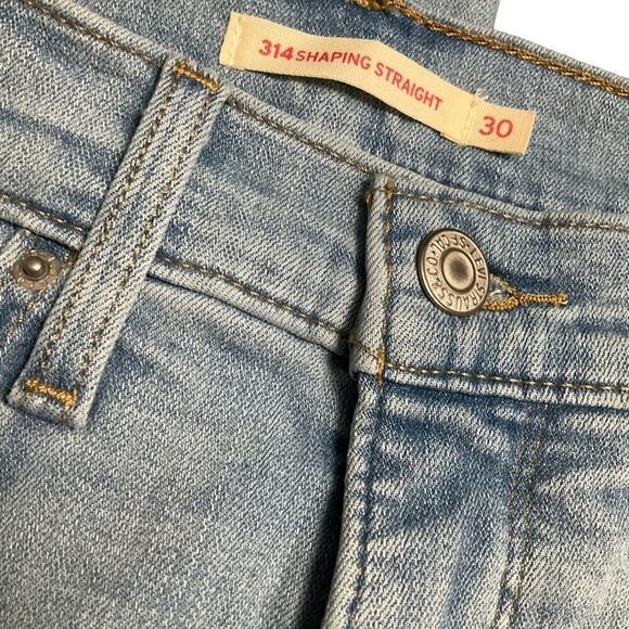 Levi's Ladies 314 Jeans Stretch Shaping Straight Tummy Slim Cuff 30 X 32 NWT - Picture 3 of 11